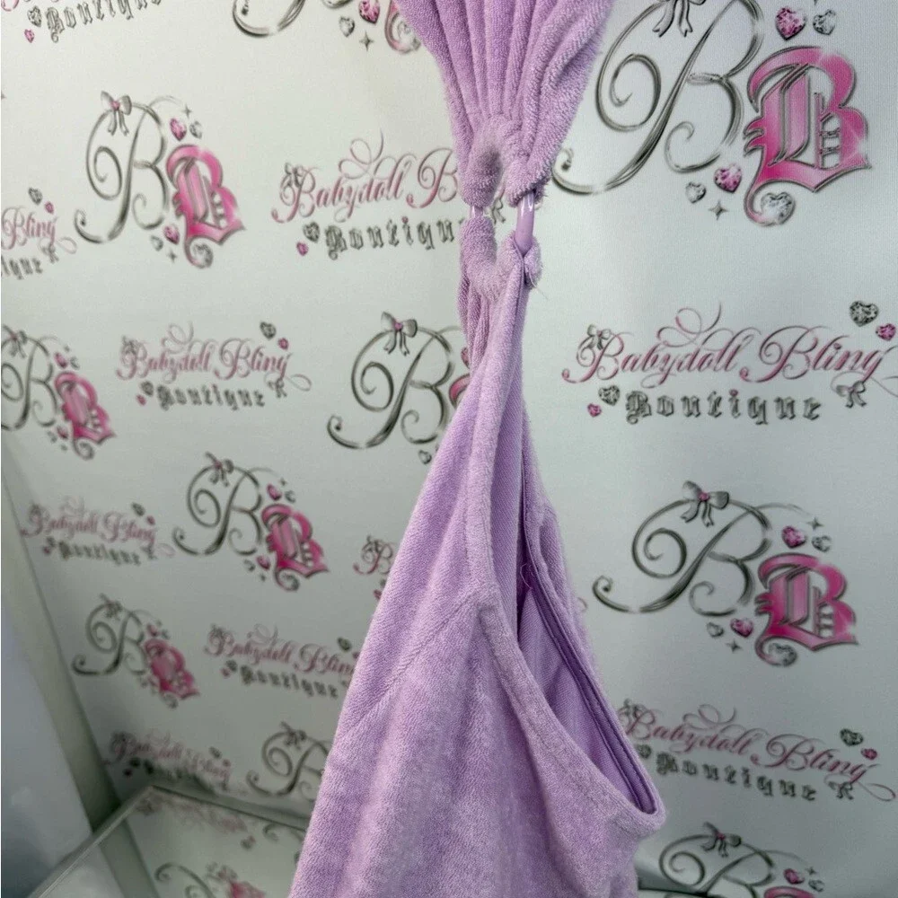 MAJORELLE dress cut out sides Oring detail terry cloth towel Lavender Dress - Picture 6 of 15